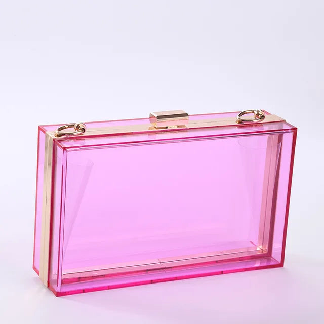 New Acrylic Transparent Women Clutch Bag Chain Luxury Brand Women Messenger Bag Evening Bag Handbag Chain Shoulder Bag