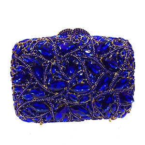 Large AB Rhinestone Crystal Clutch Purse Gold Metal Evening Wedding Bridesmaid Handbags New100% Handmade Women Diamond Bags