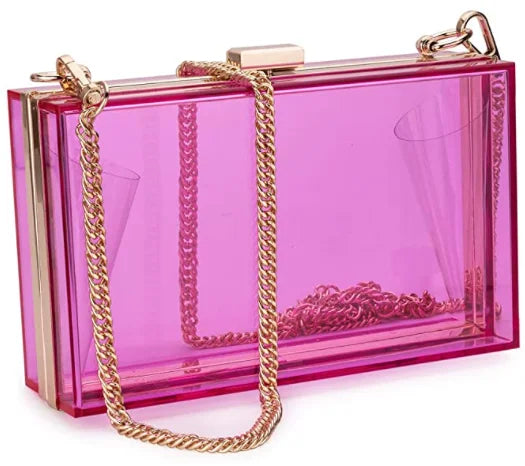 Women Acrylic Clear Purse Cute Transparent Crossbody Bag Lucite See Through Handbags Evening Clutch Events Stadium Approved