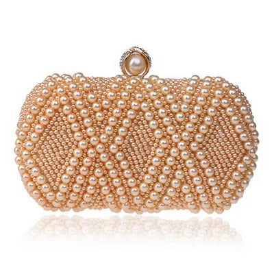 Vintage Embroidery Small Pearl Day Clutch Shoulder Chain Handbags Rhinestones Purse Beaded Diamonds Women Evening Bags