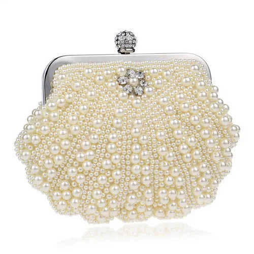 Vintage Embroidery Small Pearl Day Clutch Shoulder Chain Handbags Rhinestones Purse Beaded Diamonds Women Evening Bags