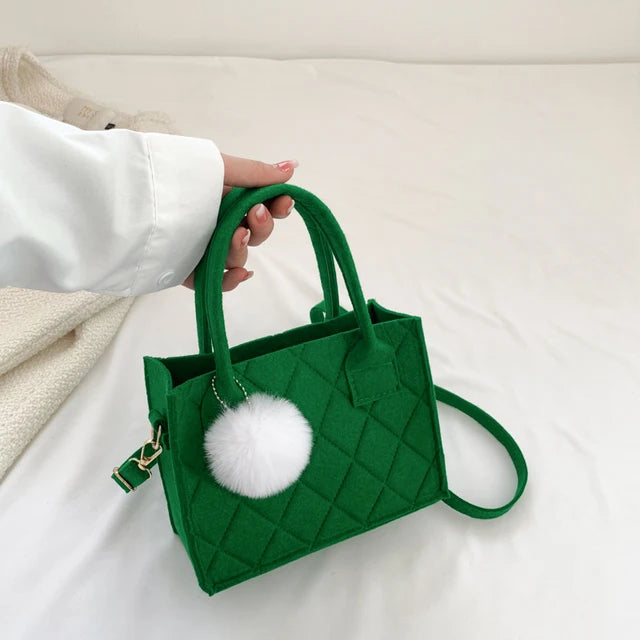 Simple Versatile Women Small Square Bag Casual Handbag Fashion Popular Felt One Shoulder Messenger Bag Tote Bag