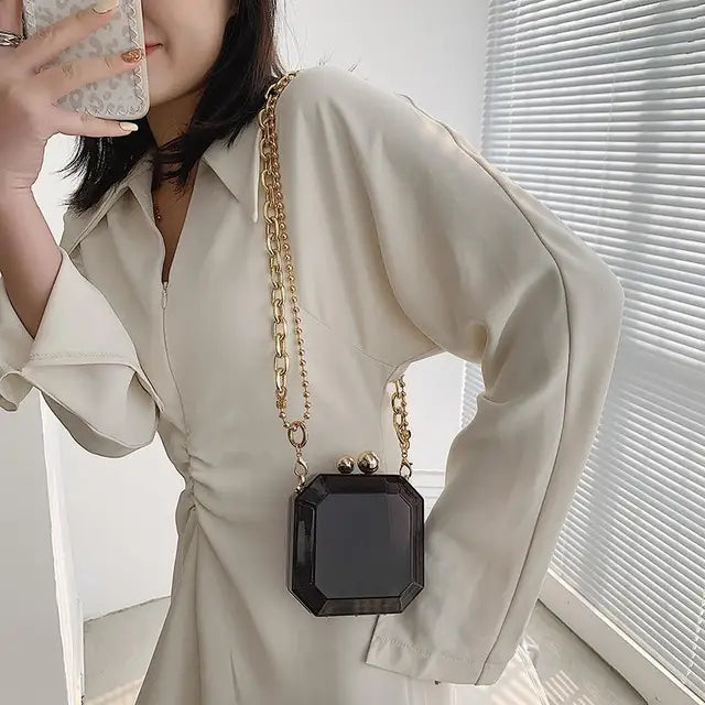 Transparent Evening Bag Acrylic Box Chain Crossbody Bag For Women 2020 Shoulder Bag Purses And Handbags Ladies Party Clutch Bag