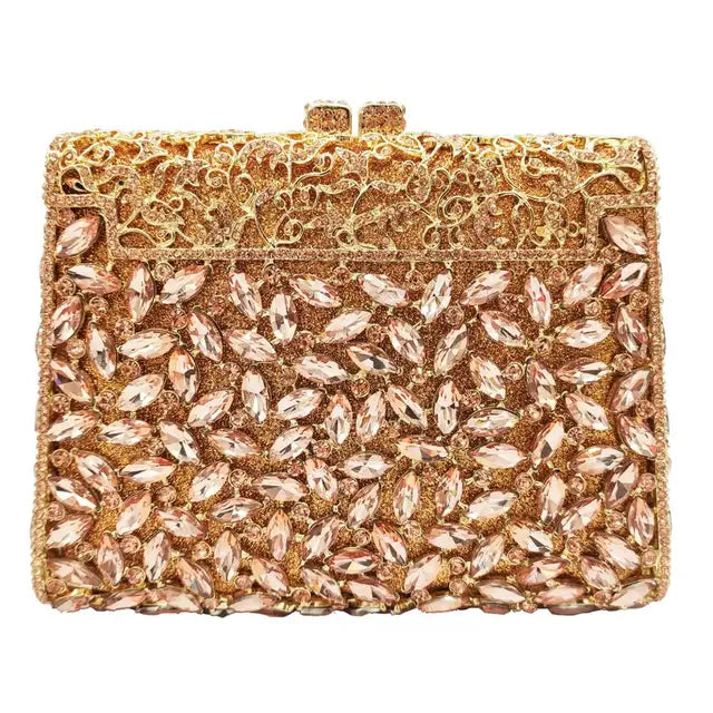 Gold Box Bag Diamond Women Clutch Bag Crystal Party Handbag Ladies Banquet Purse Fashion Pochette Prom Evening bag SC452