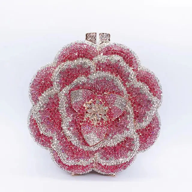 Pink/White Clear Flower Crystal Bag Floral Evening Clutches Luxury Women’s Mini Minaudiere Green/Silver/Golden Diamond Purses