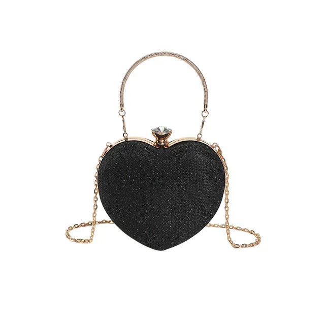 Women'S Banquet Handheld Bag Wedding Party Shoulder Bag Heart Shaped Bag Evening Gift Bag Luxury Chain Shoulder Strap Single