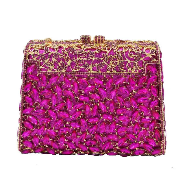 Gold Box Bag Diamond Women Clutch Bag Crystal Party Handbag Ladies Banquet Purse Fashion Pochette Prom Evening bag SC452