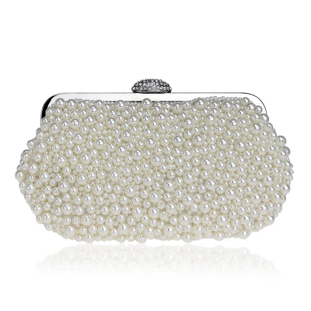 Vintage Embroidery Small Pearl Day Clutch Shoulder Chain Handbags Rhinestones Purse Beaded Diamonds Women Evening Bags