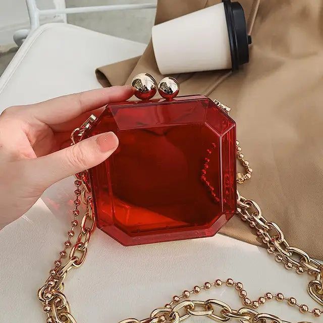 Transparent Evening Bag Acrylic Box Chain Crossbody Bag For Women 2020 Shoulder Bag Purses And Handbags Ladies Party Clutch Bag