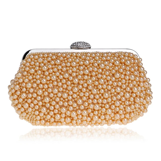 Vintage Embroidery Small Pearl Day Clutch Shoulder Chain Handbags Rhinestones Purse Beaded Diamonds Women Evening Bags