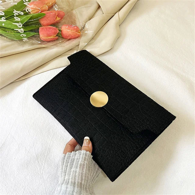 Casual Ladies Clutch Bag 2023 New Minimalism Handheld Envelope Bags Felt Indentation Handbag Solid Color Business Women's Bag