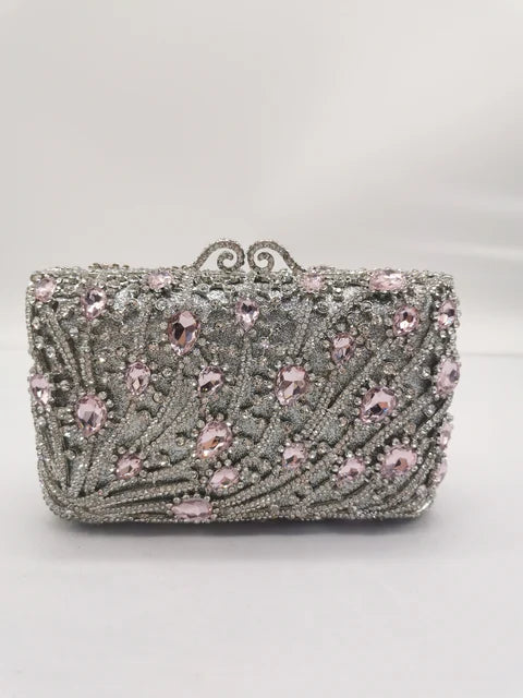 Green/Rose gold color Rhinestone Diamond Party Clutch Purse Crystal Gemstone Women Evening Clutches Bags Female Handbag Wedding