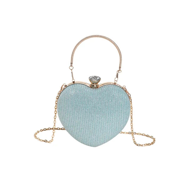 Women'S Banquet Handheld Bag Wedding Party Shoulder Bag Heart Shaped Bag Evening Gift Bag Luxury Chain Shoulder Strap Single