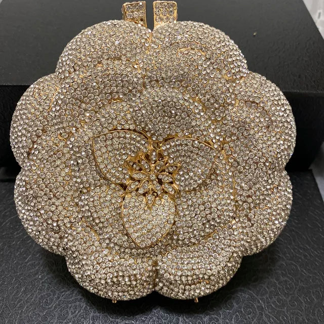 Pink/White Clear Flower Crystal Bag Floral Evening Clutches Luxury Women’s Mini Minaudiere Green/Silver/Golden Diamond Purses