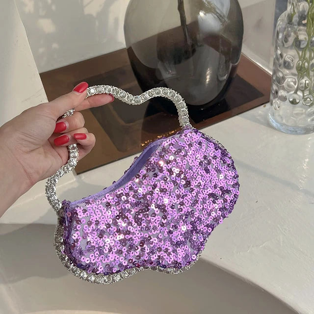 Women Pink Rhinestone Dinner Clutch Purse Ladies Handbags Party Bag Wedding Clutch Wrist Bag Women Diamond Circular Evening Bag