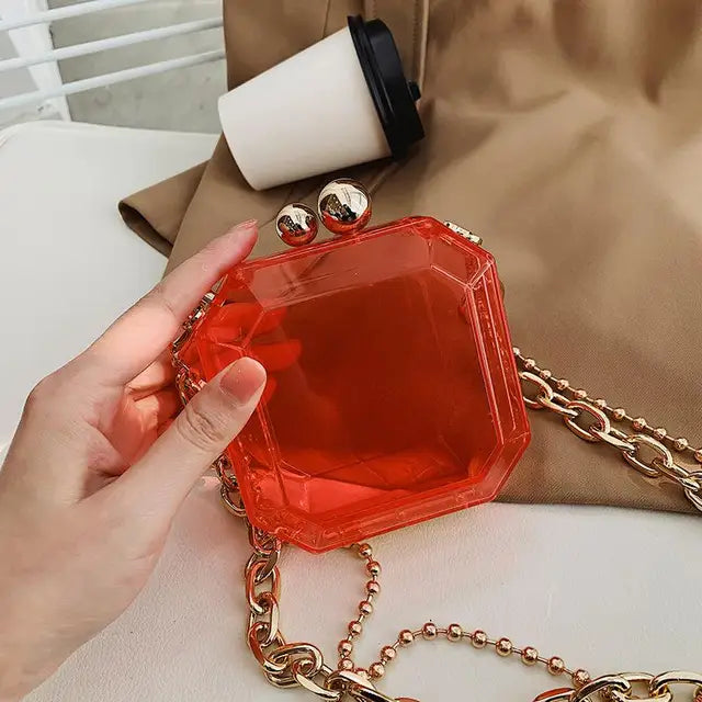 Transparent Evening Bag Acrylic Box Chain Crossbody Bag For Women 2020 Shoulder Bag Purses And Handbags Ladies Party Clutch Bag