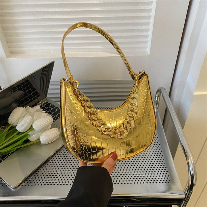 Luxury Brand Leather Handbags Chain Shoulder Bag Women Office Party Handbag Elegant Ladies Fashion Diamond Clutch Bags NEW