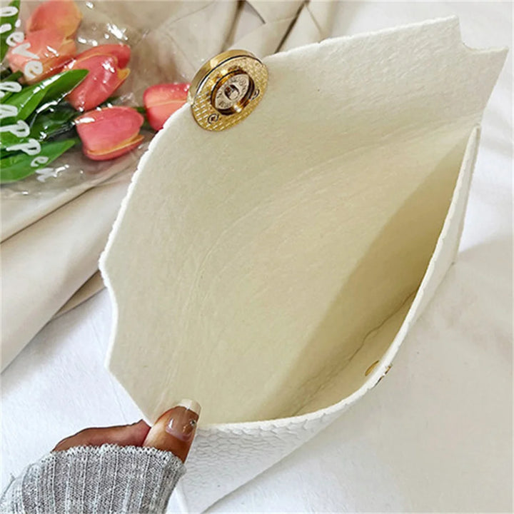 Casual Ladies Clutch Bag 2023 New Minimalism Handheld Envelope Bags Felt Indentation Handbag Solid Color Business Women's Bag