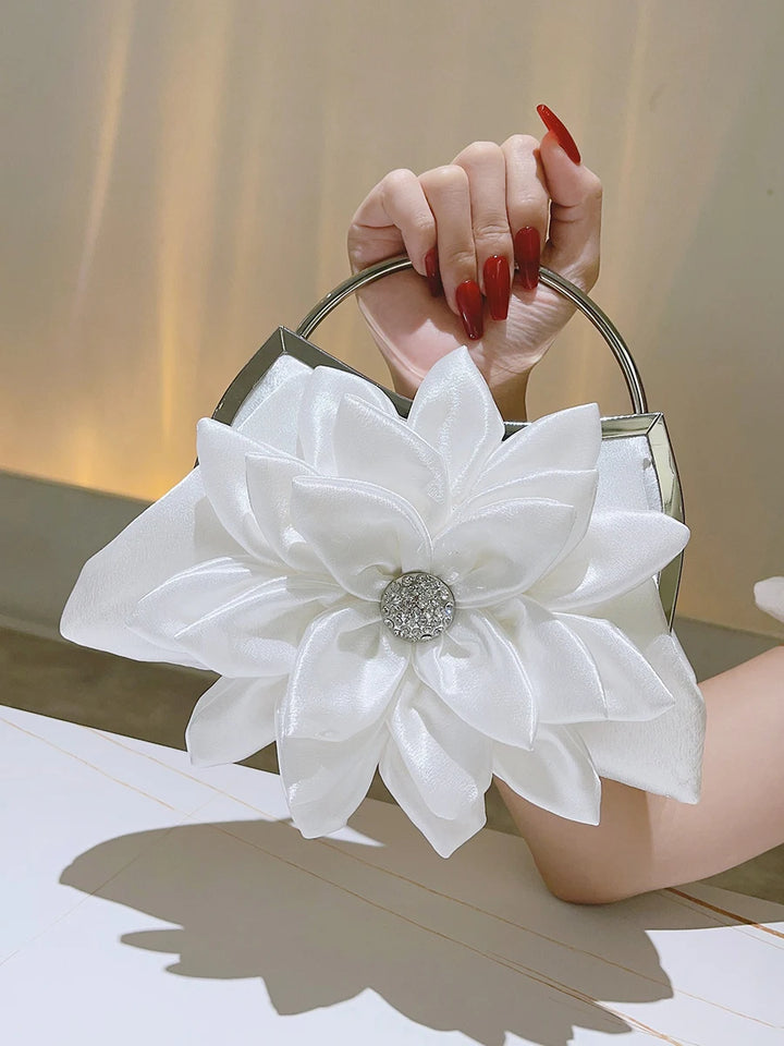 Elegant Floral Decor Evening Bag, Classic Dinner Clutch Purse, Formal Banquet Handbag For Wedding Party Prom