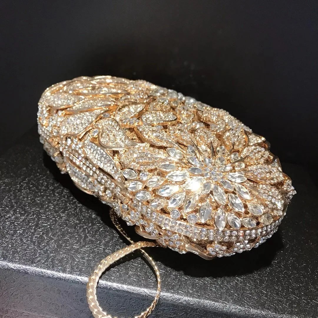 WHTUOHENG White Diamond Clutch Purses 10 Colors Handbags Luxury Gold Crystal Rhinestone Evening Clutches Women Wedding Party Bag