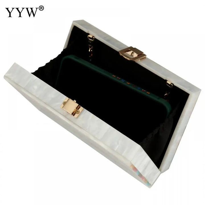 Multi-Colored Acrylic Striped Clutch Party Evening Bags Woman Shoulder Bags Marble Luxury Evening Bags Wedding Box Clutch Purse