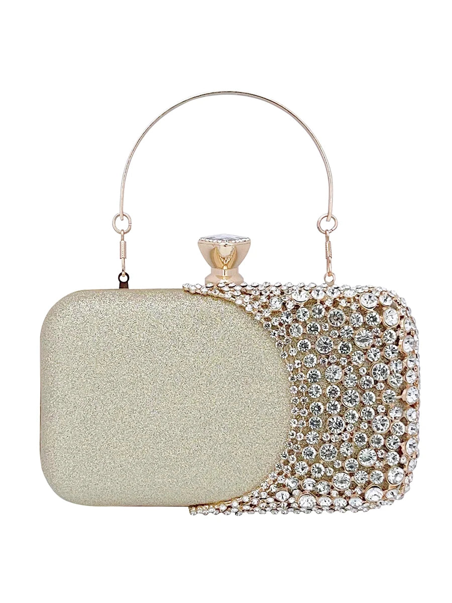 Crystal Evening Clutch Bag Wedding Purse Bridal Prom Party Sparkly Dinner Clutch Bags Rhinestone Glitter Handbag Gold