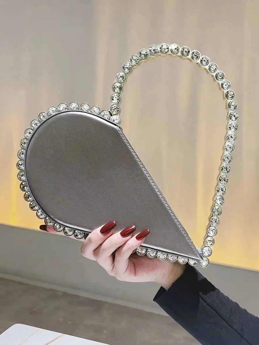 Mini Heart Shape Evening Bag Trendy Wedding Clutch Purse Women's Elegant Handbags For Party Prom