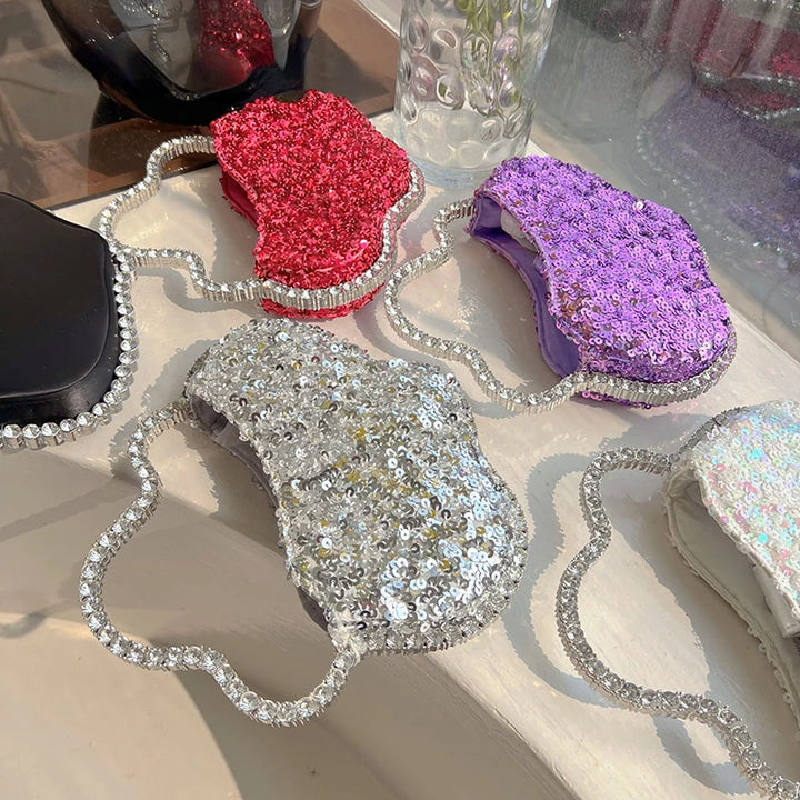 Women Pink Rhinestone Dinner Clutch Purse Ladies Handbags Party Bag Wedding Clutch Wrist Bag Women Diamond Circular Evening Bag