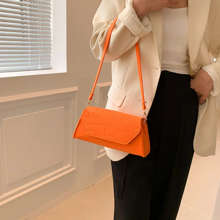 Fashion Felt Cloth Pattern Shoulder Bags For Women Small Underarm Bag Luxury Solid Color Female Handbag New Tote Clutch Purse