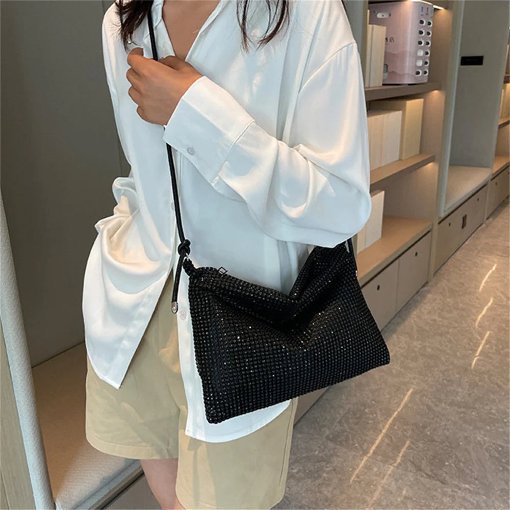 Women Rhinestones Evening Clutch Bag Shiny Crystal Dinner Party Wedding Purses Handbag Brand Designer Shoulder Underarm Bags