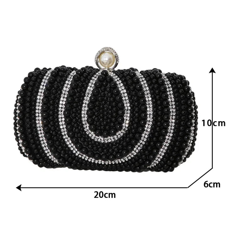 Beaded Pearl Evening Clutch Bag Latch Women Rhinestone Wedding Bridal Dinner Party Purse Female Stylish Evening Bags Pearl Purse