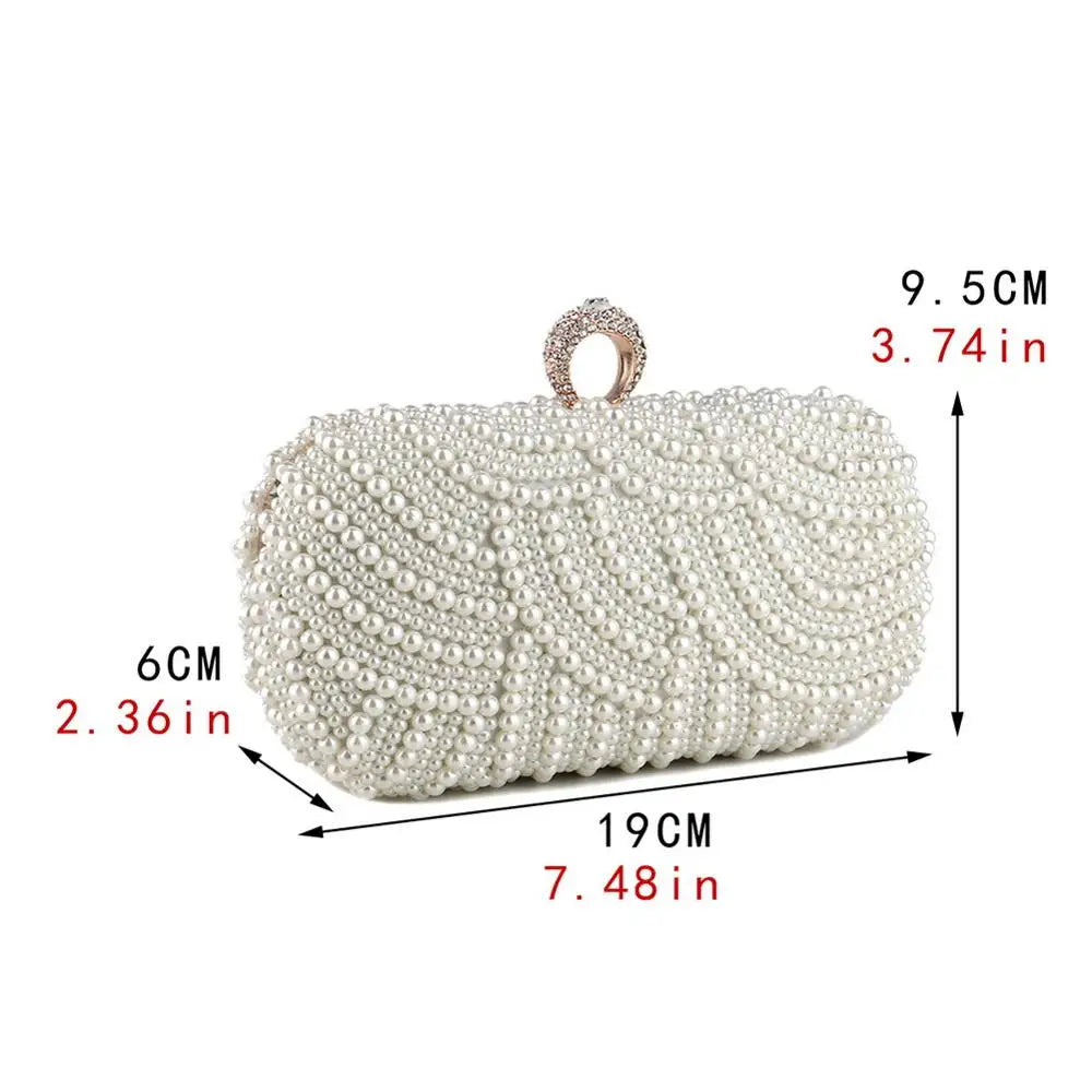 Vintage Embroidery Small Pearl Day Clutch Shoulder Chain Handbags Rhinestones Purse Beaded Diamonds Women Evening Bags