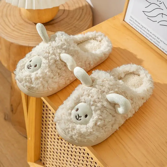 Plush Bedroom Cotton Fluffy Slippers