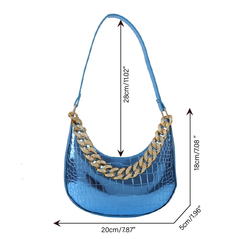 Luxury Brand Leather Handbags Chain Shoulder Bag Women Office Party Handbag Elegant Ladies Fashion Diamond Clutch Bags NEW