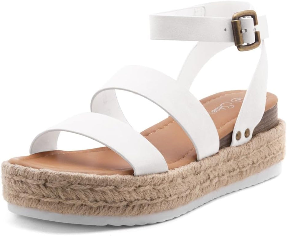 Womens Alysa Platform Sandals Open Toe Buckle Ankle Strap Espadrilles Flatform Wedge Casual Summer Sandal