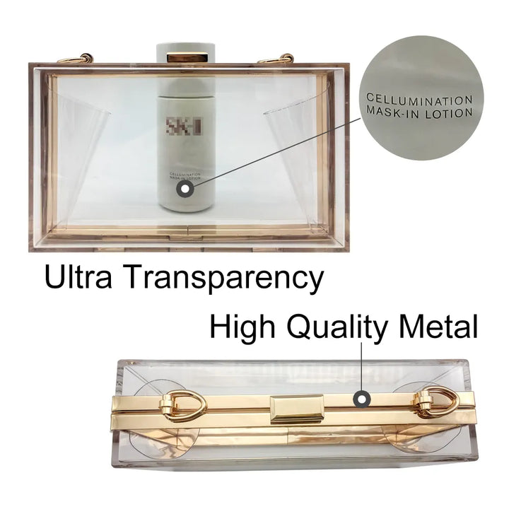 Women Acrylic Clear Purse Cute Transparent Crossbody Bag Lucite See Through Handbags Evening Clutch Events Stadium Approved