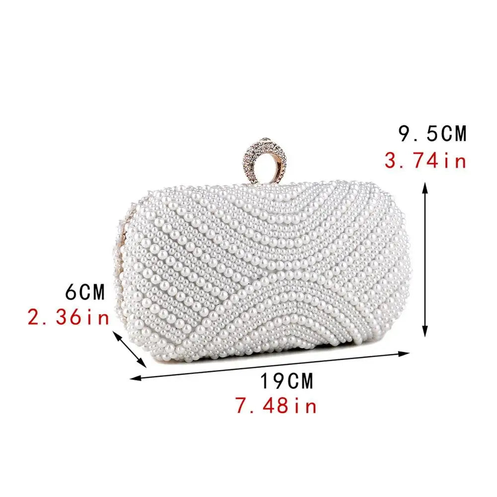 Vintage Embroidery Small Pearl Day Clutch Shoulder Chain Handbags Rhinestones Purse Beaded Diamonds Women Evening Bags