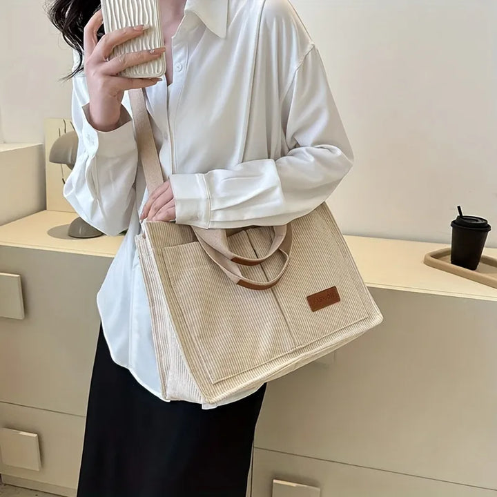 Women's Corduroy Tote Bag Large Capcity Handbags for Women Commuting Women's Bag Messenger Shoulder Bag Female Handbag