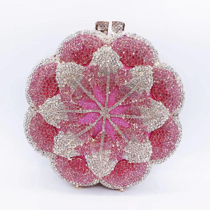 Pink/White Clear Flower Crystal Bag Floral Evening Clutches Luxury Women’s Mini Minaudiere Green/Silver/Golden Diamond Purses