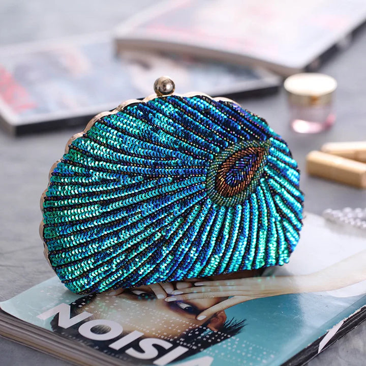 Blue Clutch Bag Women Evening Bags Luxury Lady Novelty Purses Peacock Design Party Clutches Ladies Clutch Purse for Wedding