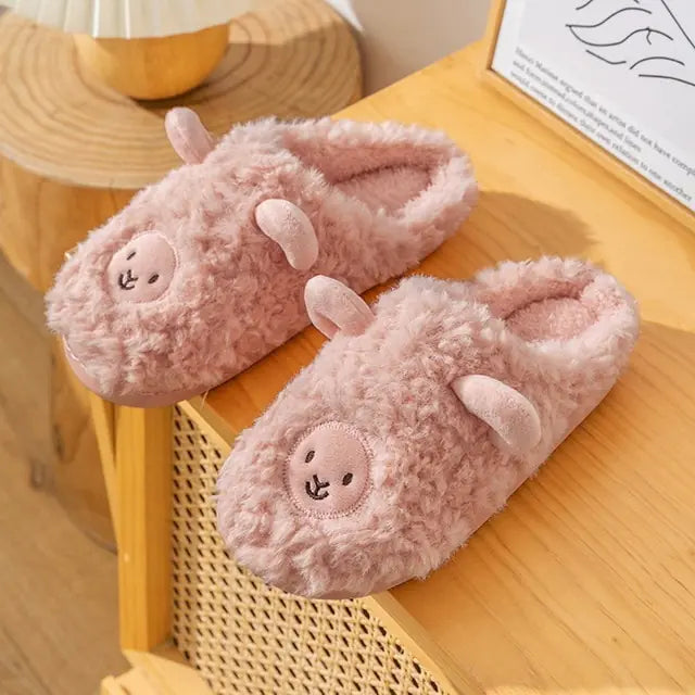 Plush Bedroom Cotton Fluffy Slippers