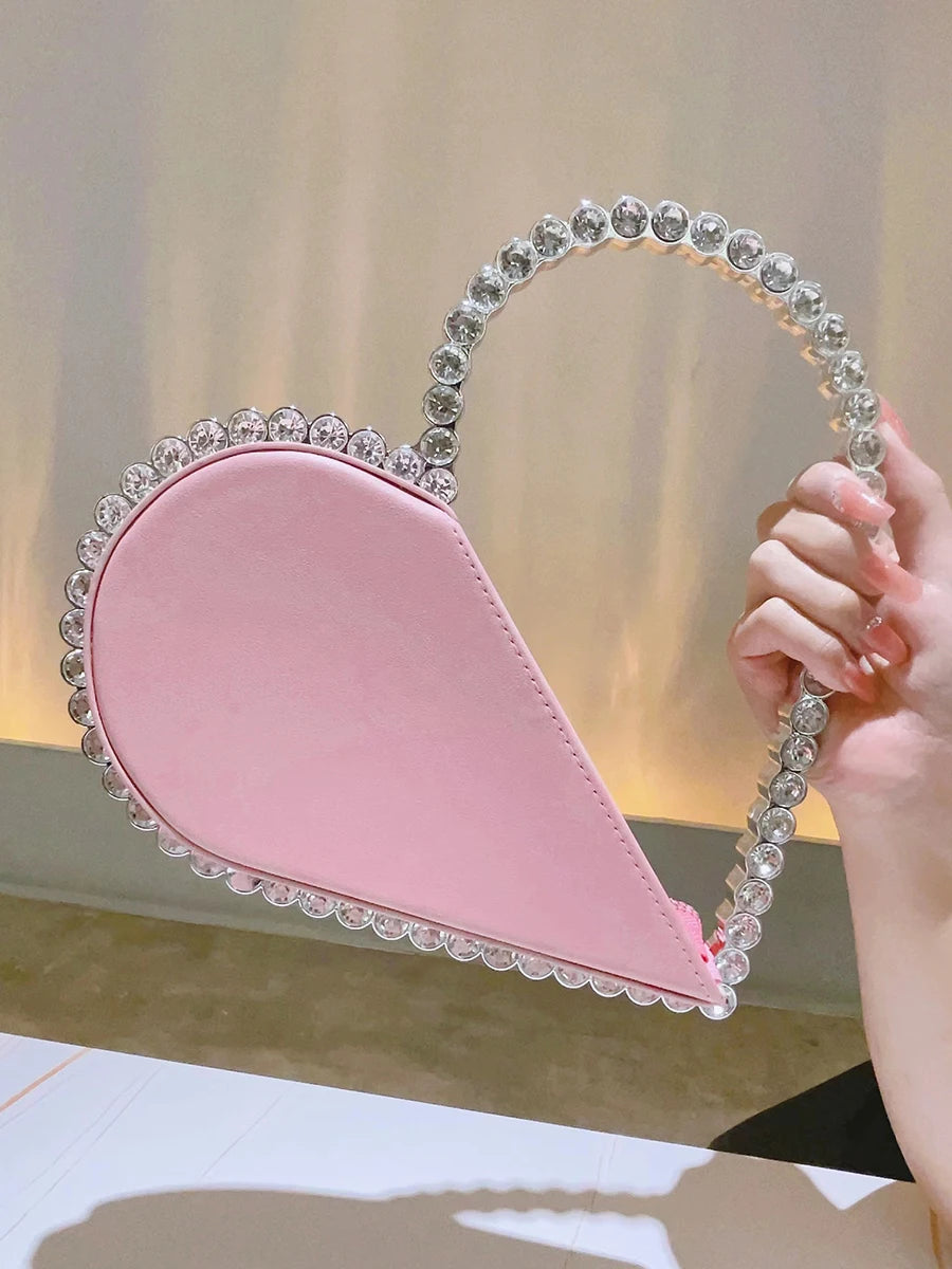 Mini Heart Shape Evening Bag Trendy Wedding Clutch Purse Women's Elegant Handbags For Party Prom