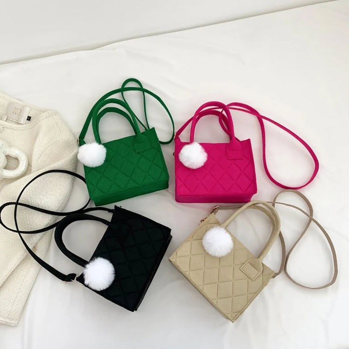 Simple Versatile Women Small Square Bag Casual Handbag Fashion Popular Felt One Shoulder Messenger Bag Tote Bag