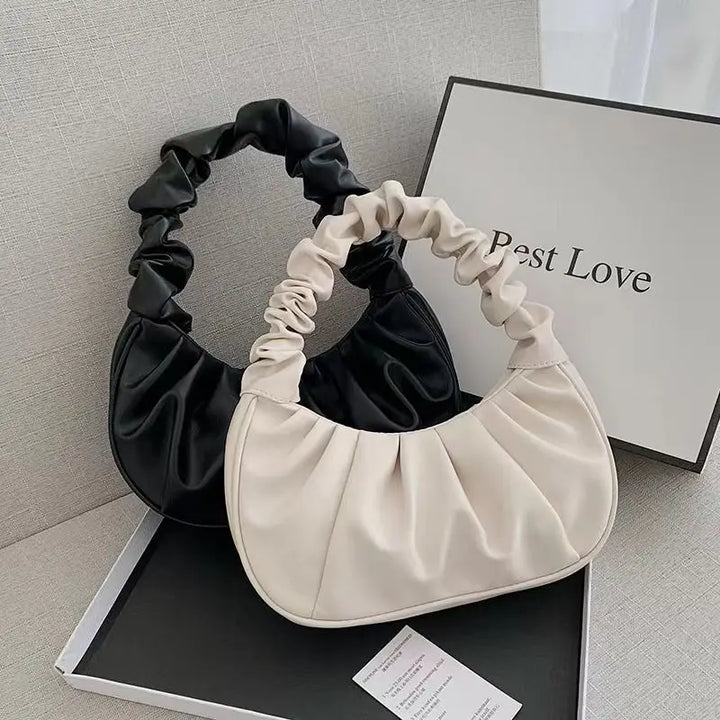 2023 Summer Pleated Handlebags For Women PU Cloud Bags Leisure Armpit Bag Shopping Shoulder Bags Dumpling Handbag Female