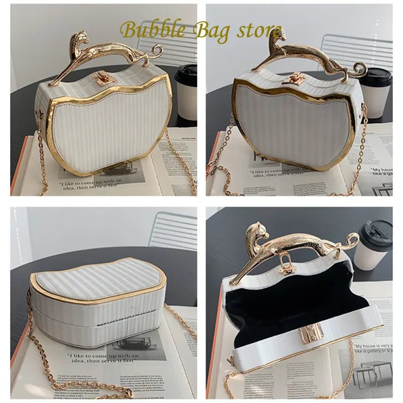 Female Luxury Designer Stripe Printed Women's Handbag Fashion Chain Crossbody Bag Box Tote 2023 Summer New Ladies Shoulder Purse