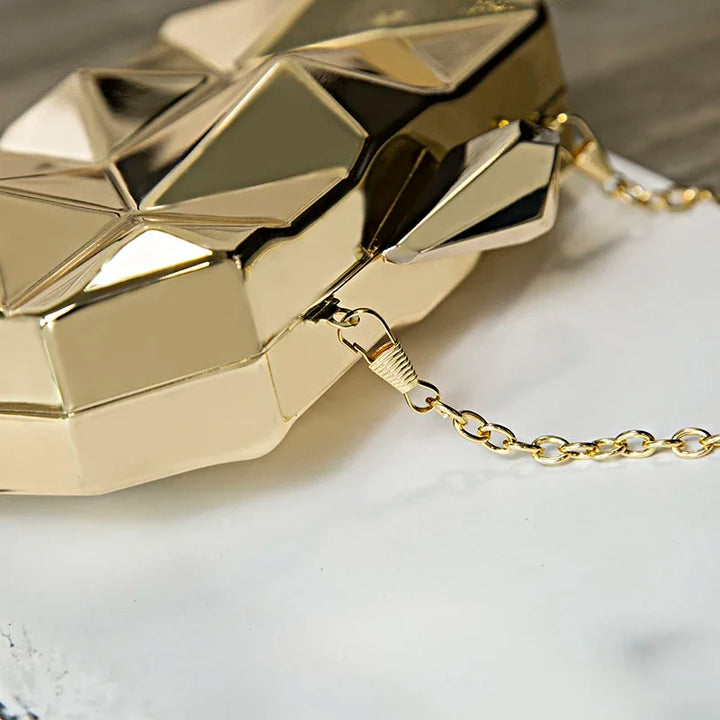 Women Geometric Evening Bag Clutch Bags Gold Acrylic Box Elegent Chain Female Handbag for Party Shoulder Bag for Wedding/Dating