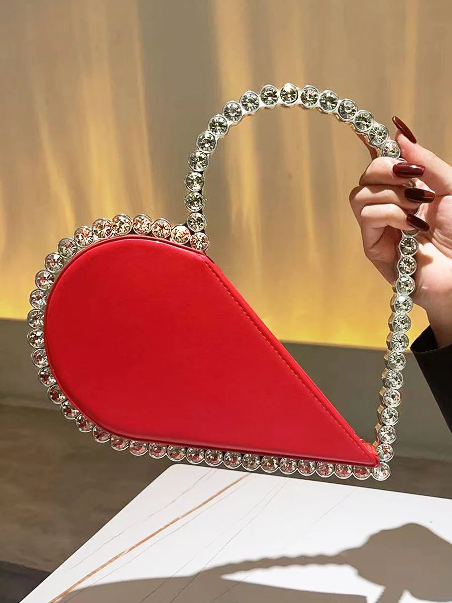 Mini Heart Shape Evening Bag Trendy Wedding Clutch Purse Women's Elegant Handbags For Party Prom