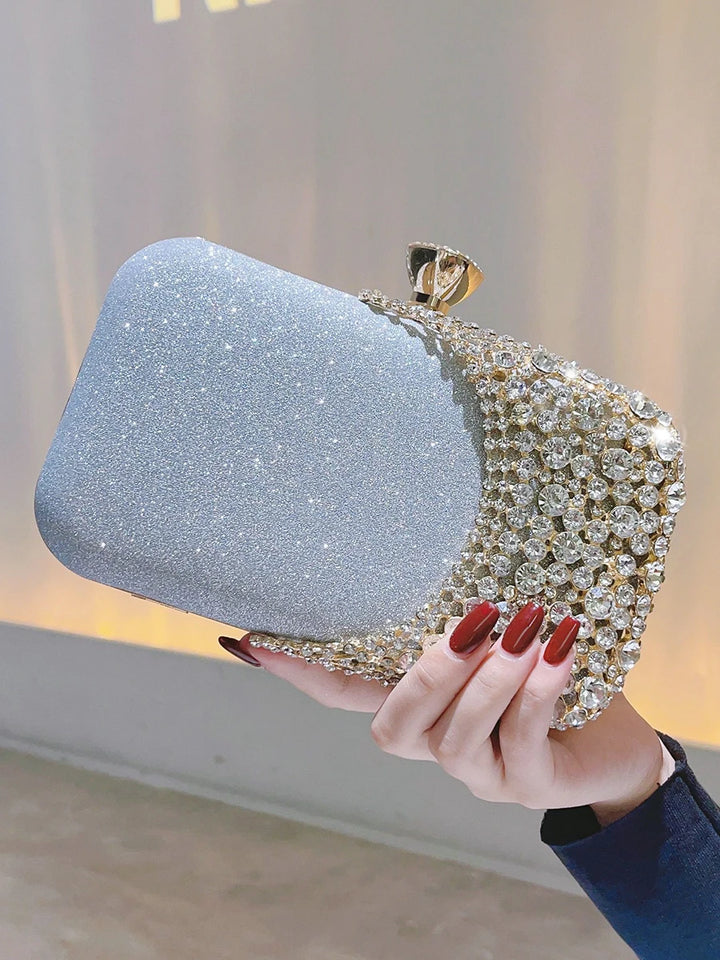 Crystal Evening Clutch Bag Wedding Purse Bridal Prom Party Sparkly Dinner Clutch Bags Rhinestone Glitter Handbag Gold